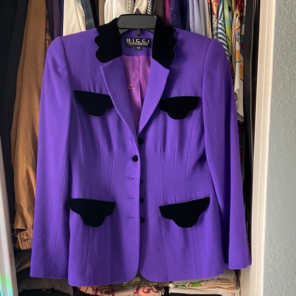 Purple and Black Women's Vintage Wool Jacket 💜🖤 - Picture 1 of 6